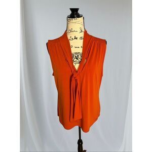 NWOT Calvin Klein Women's Size XL Burnt Orange Neck Wrap Sleeveless Blouse Top